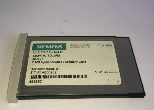 SIEMENS 6DD1610-0AH3 Карта памяти 2MB Mc521 Df Cs Fa Продукты поддержки ПЛК IPC