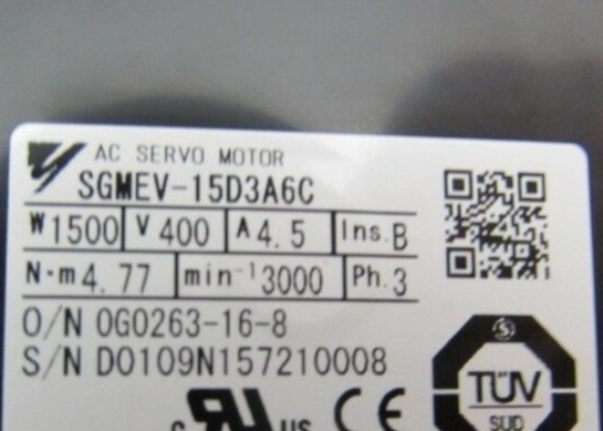 YASKAWA SGMEV-15D3A6C 1500 Вт AC MOTOR SIGMA-5 4.5A 400 В 3-ФАЗНЫЙ 20-битный абсолютный