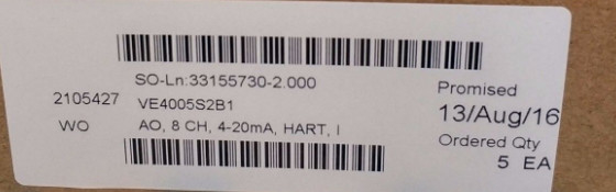 EMERSON VE4005S2B1 Analog Output Card 8 Channel 4-20 Ma New Original